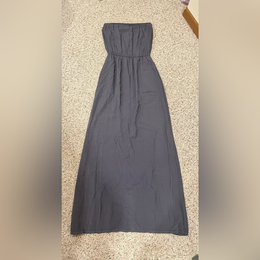 Splendid Charcoal Grey Strapless Maxi Dress Small - Made in USA - Picture 1 of 6